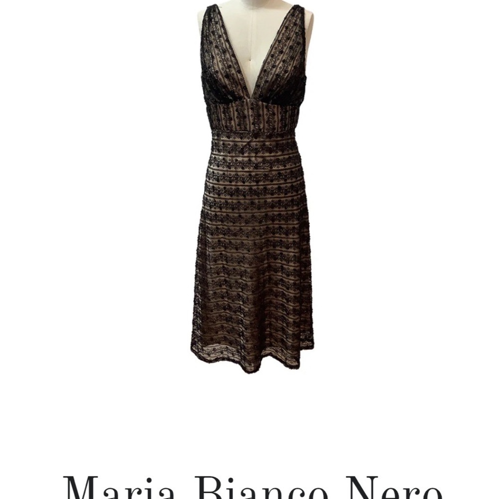 Black Plunge Neck Sleeveless Cocktail Sundress